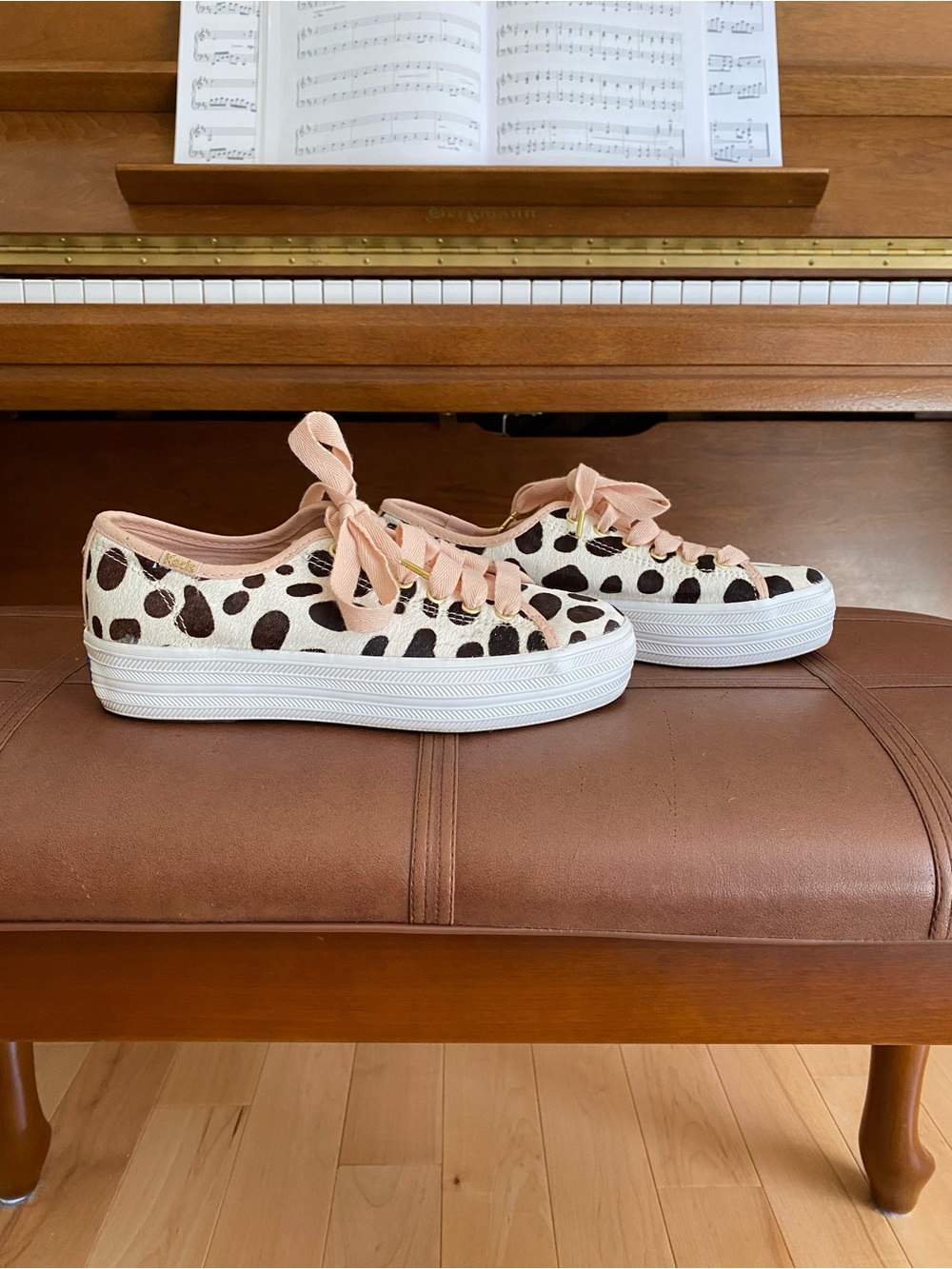 Kate Spade x Keds Triple Kick Platform Sneakers in Dotted Genuine Calf Hair